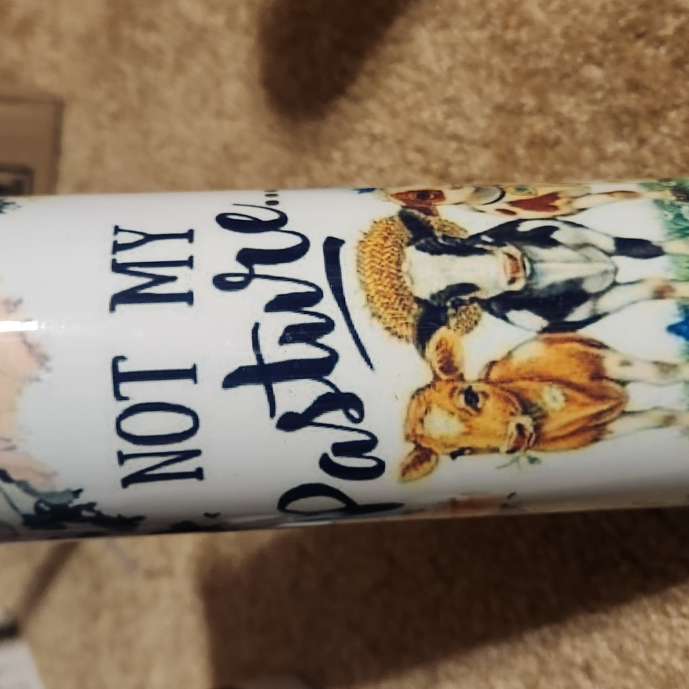Cow Print Tumbler with Pasture Design